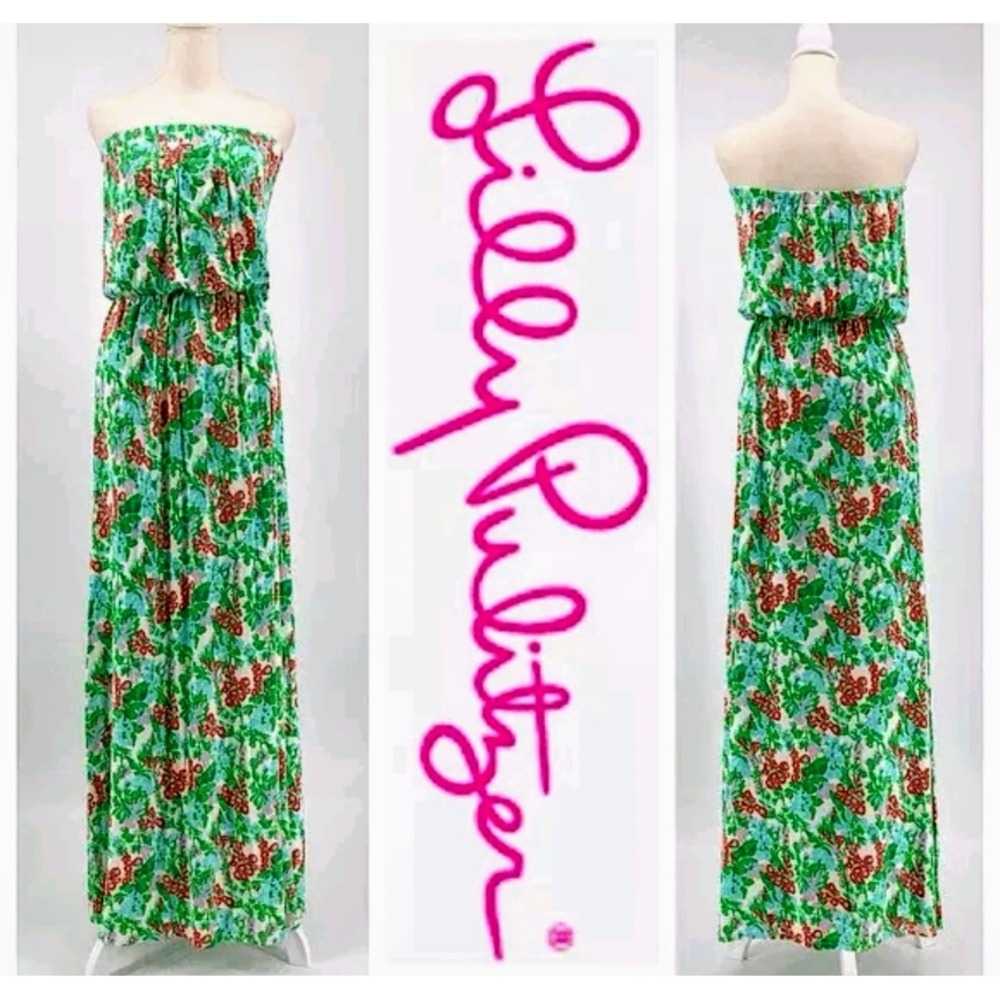 Lilly Pulitzer Strapless Marlisa Bee In Your Bonnet Maxi Dress Floral‎ Small